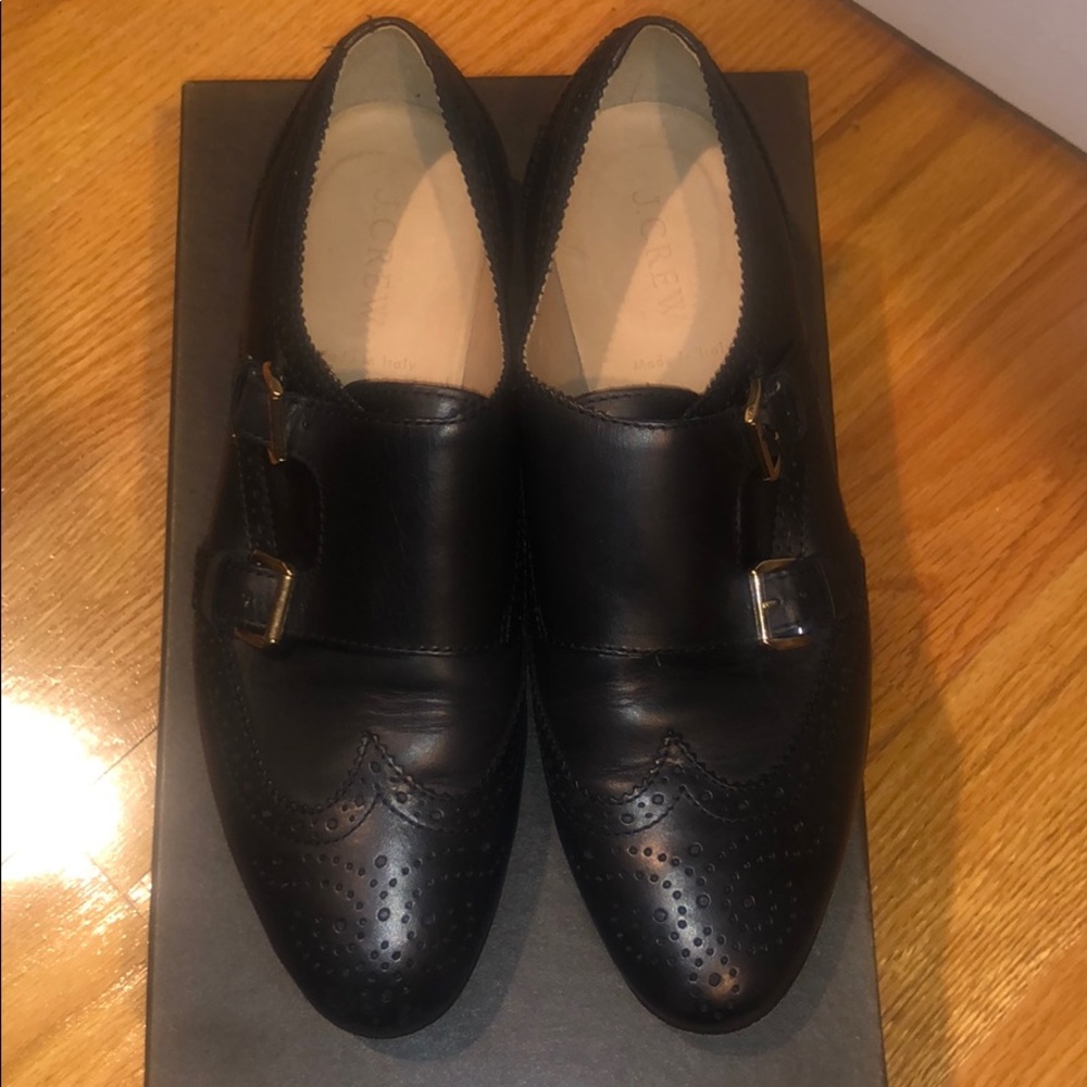 JCREW perforated monk strap loafers
